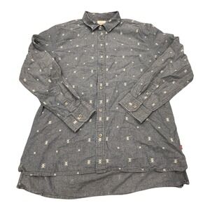 Levis Strauss & Co. Aztec Logo Blue Long‎ Sleeve Lightweight Shirt Button Down
